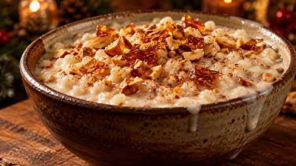 Canjica de Coco com Praliné de Amendoim e Canela