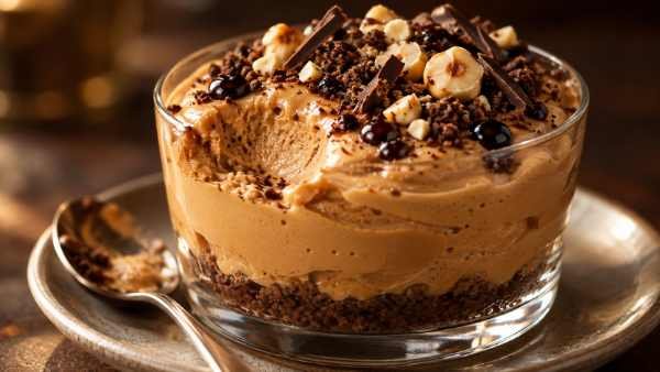 Mousse de Doce de Leite com Café e Farofa de Cacau