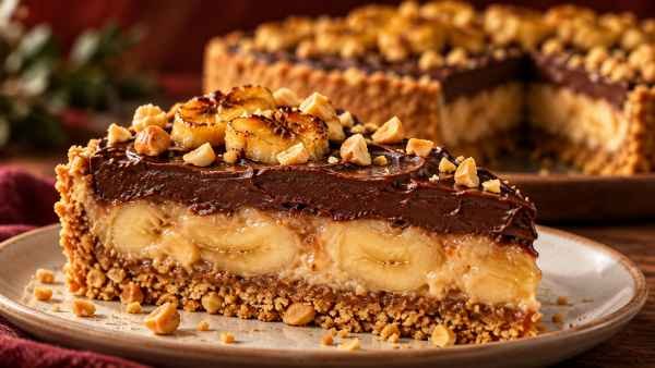 Torta de Amendoim com Banana e Chocolate Amargo