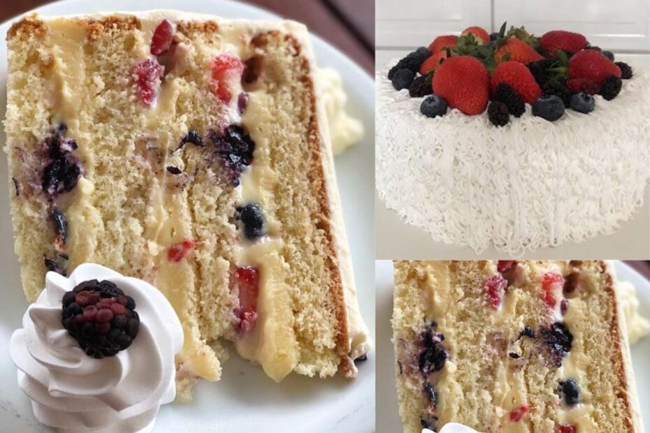 Bolo de Chocolate Branco com Frutas Vermelhas