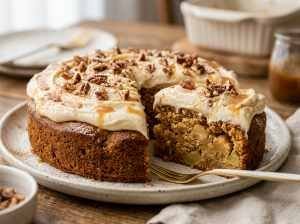 Bolo de Maçã com Cobertura Cremosa
