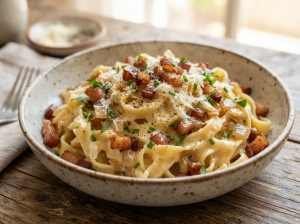 Talharim com Bacon de Domingo
