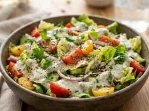 Salada de Alface e Tomate com Molho Especial