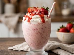Milk-shake de Morango sem Açúcar Refinado